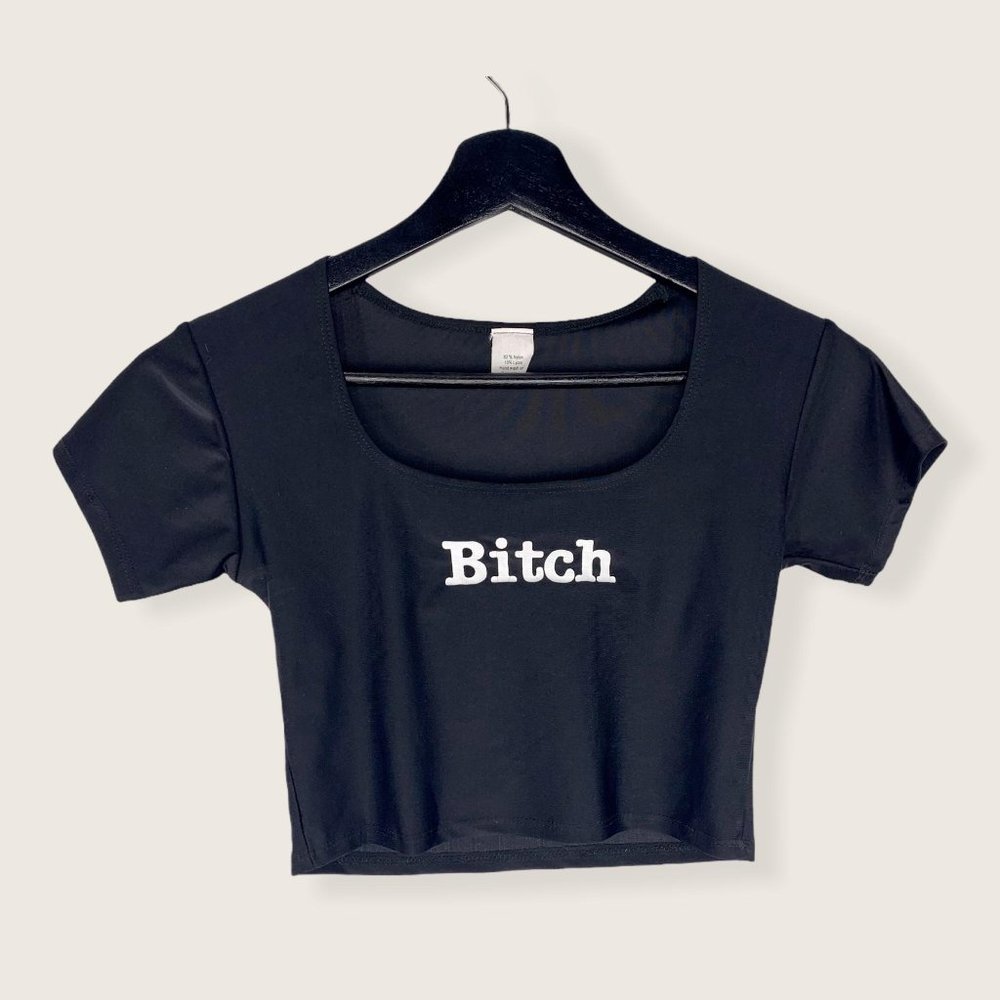 Y2K Crop "Bitch" Top